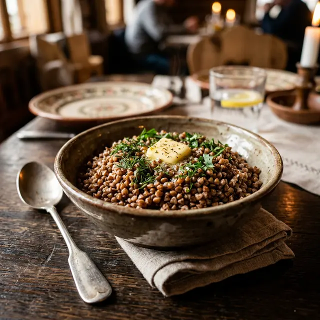 Kasza gryczana w Restauracji Krakoski na Kazimierzu w Krakowie.