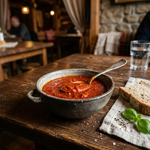 Sos pomidorowy w Restauracji Krakoski na Kazimierzu w Krakowie.